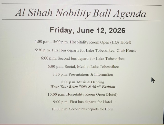 2026 Ball agenda — Friday